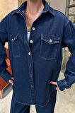 Gömlek Ve Palazzo Pantolon Klasik Denim Takım 10070