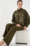 Desenli Tunik Pantolon İkili Takım 6720 - Haki