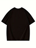 Thousand Baskılı Oversize Bisiklet Yaka T-shirt - Siyah