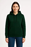 Üç İplik Kapüşonlu Kanguru Çepli SweatShirt Hoodie - Haki