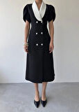 Reta Düğme Detaylı Elbise