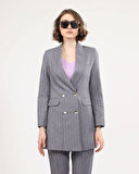 Dört Düğme Çi̇zgi̇li̇ Ceket