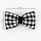 Woodycord  İçi Dolgulu Büyük Boy Siyahı Beyaz Pötikare Fiyonk Otomatik Toka - Bow toka