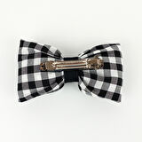 Woodycord  İçi Dolgulu Büyük Boy Siyahı Beyaz Pötikare Fiyonk Otomatik Toka - Bow toka