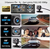 S1 Siyah 1080p Araç içi 3 Kameralı Lcd Ekranlı Gece Görüşlü , G-sensör , Geri Görüş Kamera - İç Görüş