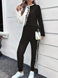 Kadın Uzun Kollu Bisiklet Yaka çift Renkli Viskon Iki Iplik Bluz Ve Pantolon Ikili Takım