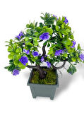 3lü Set Yapay Çiçek Bonsai Ağacı Çiçekli Model Dekoratif Yapay Ağaç Bonzai 30*15 CM Siyah Kare Saksıda