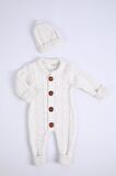 Babyhola %100 Kalın Triko Kız Erkek Bebek Çocuk Kışlık Bereli Tulum Takım 5711