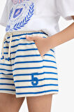 Kız Çocuk Beli Lastikli Çizgili Şort