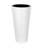 Beyaz Kumsal Vazo Dekoratif Uzun Saksı 5.5 lt  30*57cm