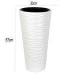 Beyaz Kumsal Vazo Dekoratif Uzun Saksı 5.5 lt  30*57cm