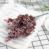 Yapay Çiçek Okaliptus Şimşir Demeti Pudralı Pastel Bordo Garnitür Aradal Dekoratif Yapay Bitki