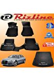AUDİ A6 RİZLİNE 3D Paspas + RİZLİNE 3D Bagaj Havuzu 2011-2014 Arası Siyah SET