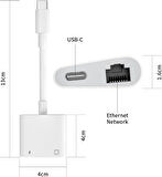 2 İn 1 Type C to Rj45 Gigabit Ethernet Çoklayıcı+ Type C şarj  Zr669