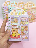 Sevimli Capybara Kapibara Ayraçlı Mini Not Defteri (9x14,5 cm) - Yeşil