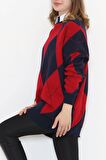 Time Style Etnik Desen Triko Lacivertkırmızı - 3038.1577.