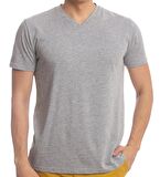 Erkek Kısa Kol V Yaka Slimfit Likralı Düz Mody Tişört