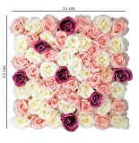 Yapay Çiçek Dekoratif Gül Panel Duvar Kaplama Gül Duvarı Aksesuar 55X55