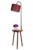 DEMET SEHBALI AHŞAP LAMBADER CEVİZ SİLİNDİR HASIR BORDO ABAJURLU