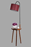 DEMET SEHBALI AHŞAP LAMBADER CEVİZ SİLİNDİR HASIR BORDO ABAJURLU