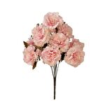 Yapay Çiçek Karanfil Demeti Pembe  9 Kafalı Büyük Demet 45cm