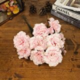 Yapay Çiçek Karanfil Demeti Pembe  9 Kafalı Büyük Demet 45cm