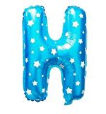 FOLYO BALON H HARF MAVİ YILDIZLI 40CM