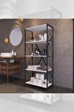 Mony Metal Banyo Rafı Ünite 5 Raflı Banyo Düzenleyici Raf Deterjan Havlu Rafı Havluluk 150 cm Beyaz