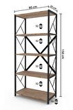 Sera Metal Kitaplık 5 Raflı Çok Amaçlı Dosya Kitap Rafı Ofis Salon Raf 150 Cm Ceviz