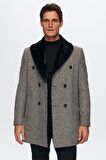 Ds Damat Regular Fit Gri Yakası Çıkartılabilir Kürklü Kaban 9HF08ORT10004 9HF08ORT10004