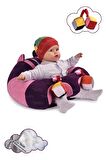 Oyuncaklı Bebek Oturma Destek Minderi - Devrilmez Bebek Koltuğu - Büyük Bebek Oturağı Mor Pembe