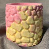 Uretti - Ayşe 7362 - El Yapımı Alçı Tozu Minik Pembe Dekoratif Saksı - 7 x 7 cm