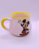 Mickey Mouse Baskılı Seramik El Yapımı Mug Kupa Sarı 