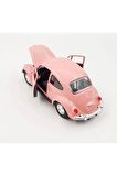 Pembe Metal Beetle Vosvos Araba 12 Cm Diecast Açılır Kapı Çek Bırak Oyuncak Dekor