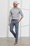 Slim Fit Dar Kesim Yan Cepli Pamuklu Esnek Armürlü Pantolon