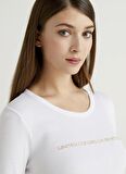 Benetton Bisiklet Yaka Beyaz Kadın T-Shirt