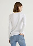 Benetton Bisiklet Yaka Beyaz Kadın T-Shirt