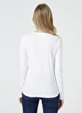 Benetton Bisiklet Yaka Beyaz Kadın T-Shirt