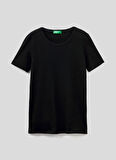 Benetton Bisiklet Yaka Siyah Kadın T-Shirt 3GA2E16A0