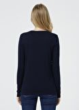 Benetton Bisiklet Yaka Lacivert Kadın T-Shirt