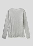 Benetton Bisiklet Yaka Gri Melanj Kadın T-Shirt