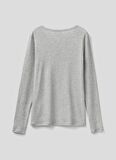 Benetton Bisiklet Yaka Gri Melanj Kadın T-Shirt