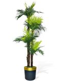 Yapay Ağaç Palmiye 36yaprak 4Katlı 160cm Gold Siyah Metal Saksıda Salon Çiçeği Yapay Çiçek