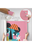 Pembe Renkli Soyut Kadın Portre Duvar Örtüsü-8306