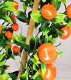 Yapay Ağaç Mandalina Ağacı 75CM Gür Yapraklı Gümüş Paslanmaz Aleminyum Saksılı