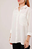 alaş Kesim Cepli Beyaz Gömlek