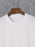 Baskılı Oversize Bisiklet Yaka Tshirt  Beyaz