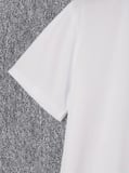 Baskılı Oversize Bisiklet Yaka Tshirt  Beyaz