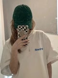 Baskılı Oversize Bisiklet Yaka Tshirt  Beyaz