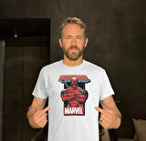 Unisex Bisiklet Yaka Baskılı Oversize Thirt  Beyaz